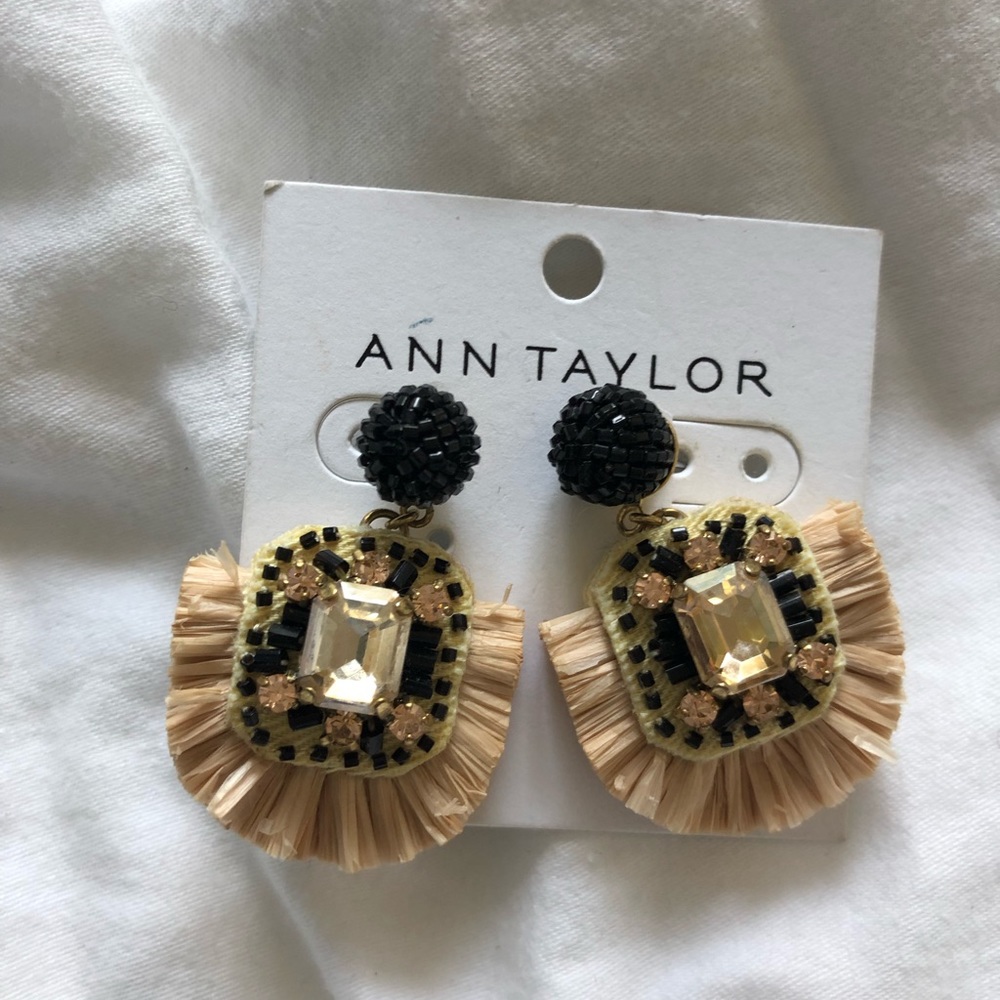 Ann Taylor Beaded Raffia Earrings